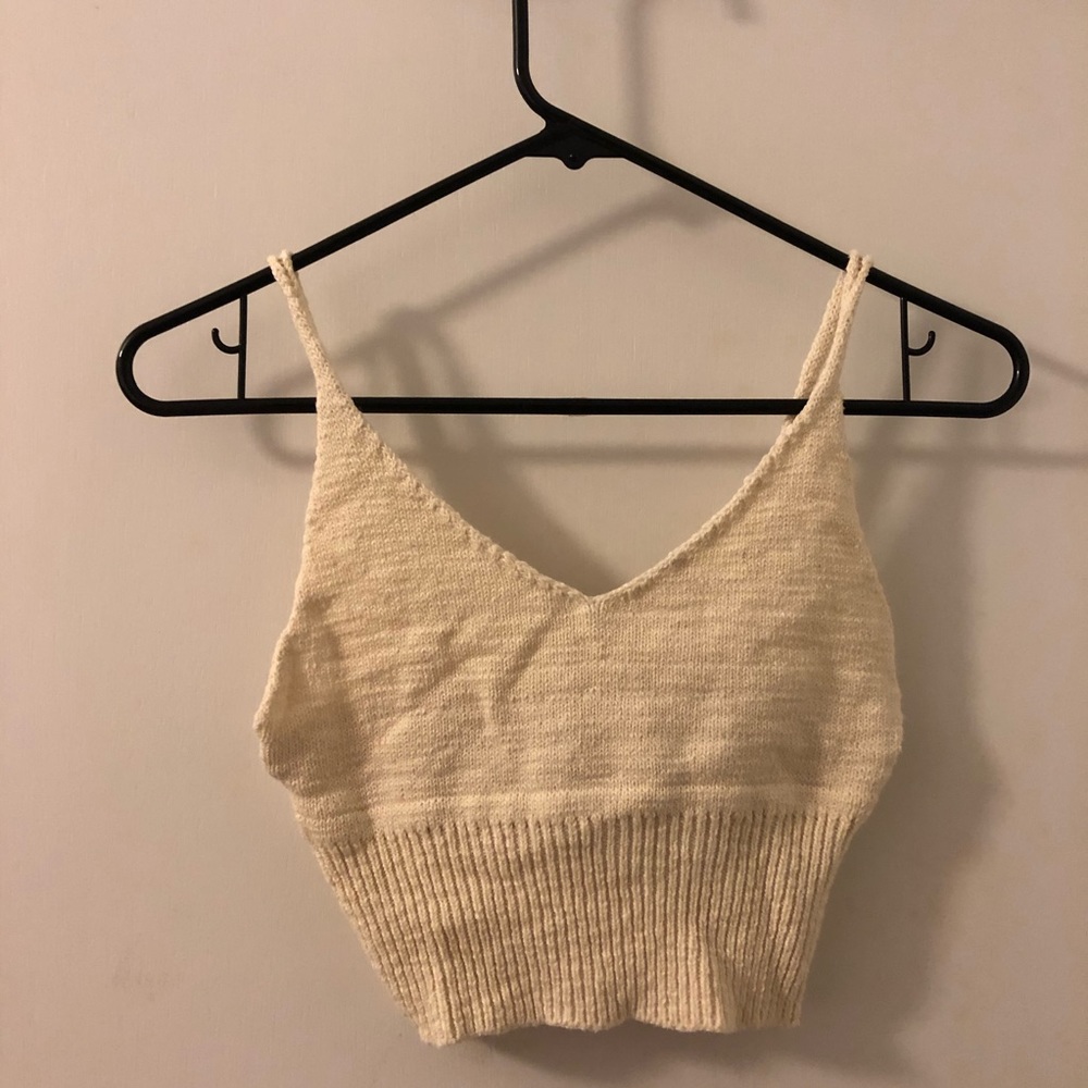 Cream color crop tank